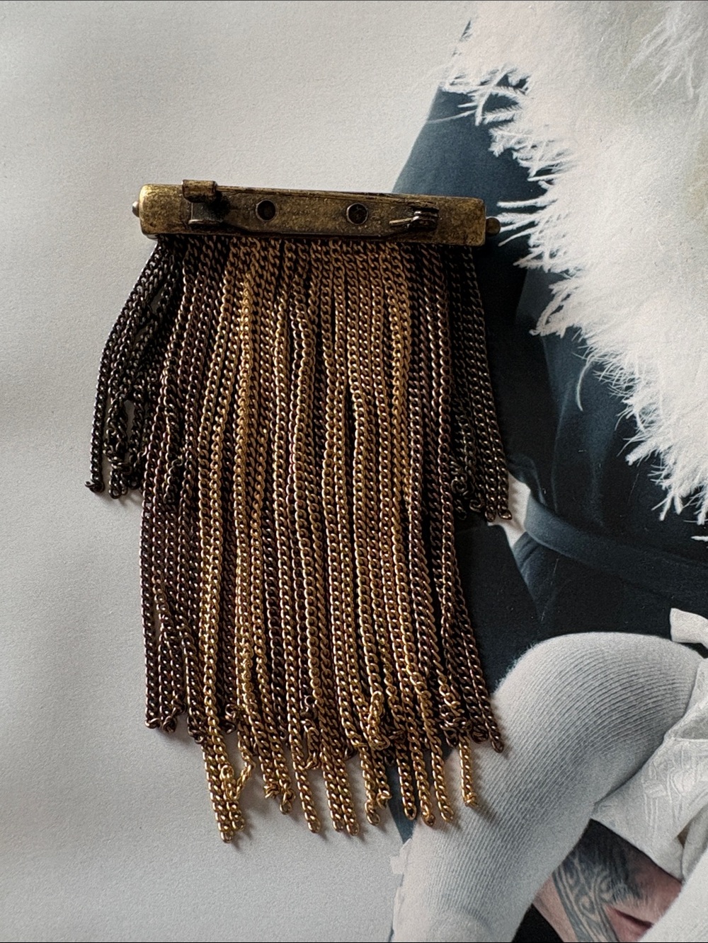 J. Crew Two-Tone Metal Fringe Brooch in Bronze and Gold - Picture 2 of 2